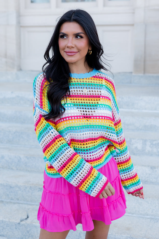 Chasing Rainbows Crochet Sweater FINAL SALE Fashionable Online