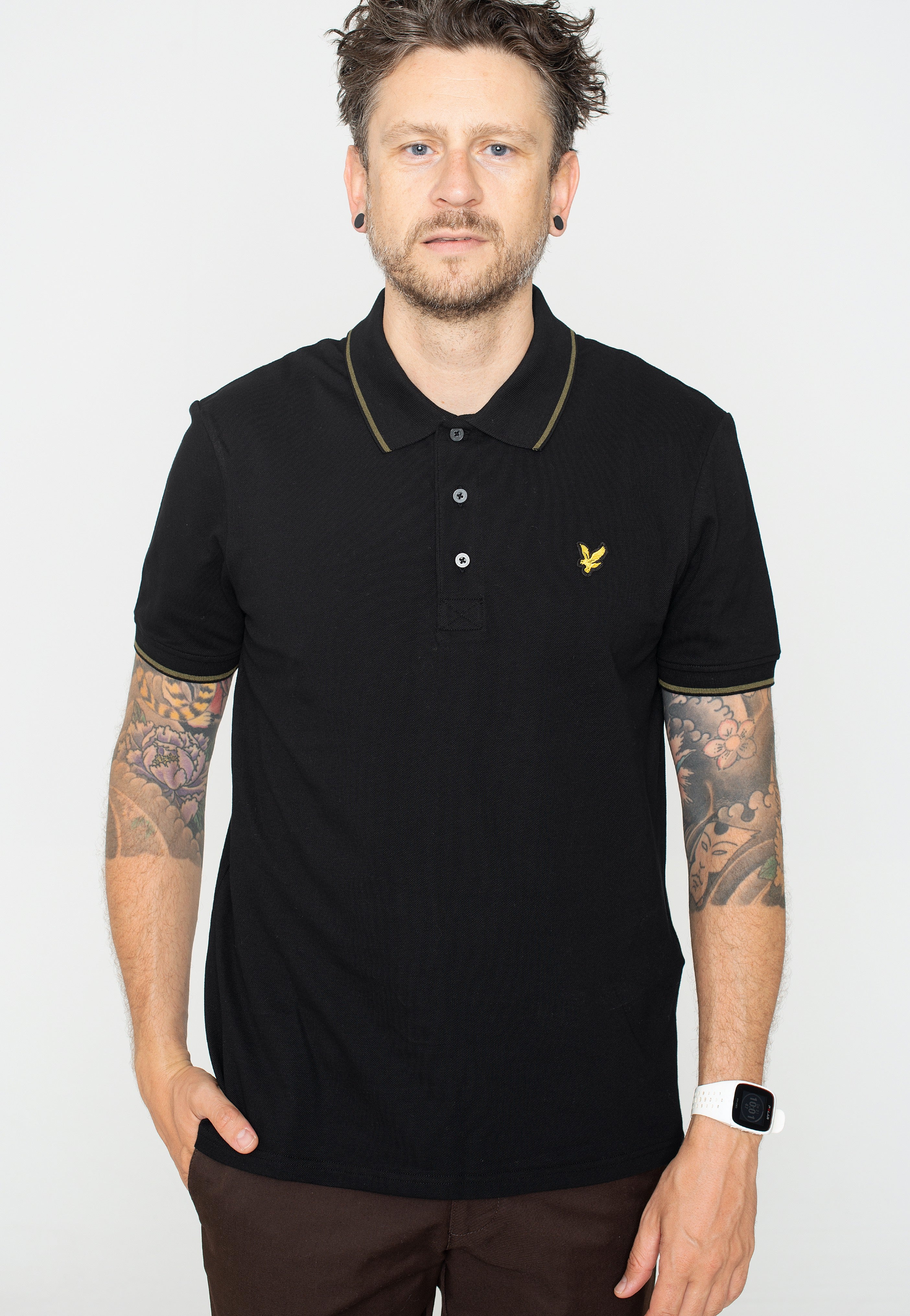 Lyle & Scott - Tipped Jet Black/Olive - Polo Sale 2025