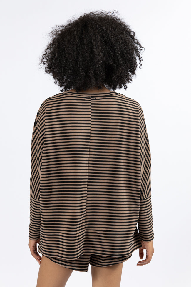 No Complaints Mocha and Black Striped Top SALE Real Cheap Online