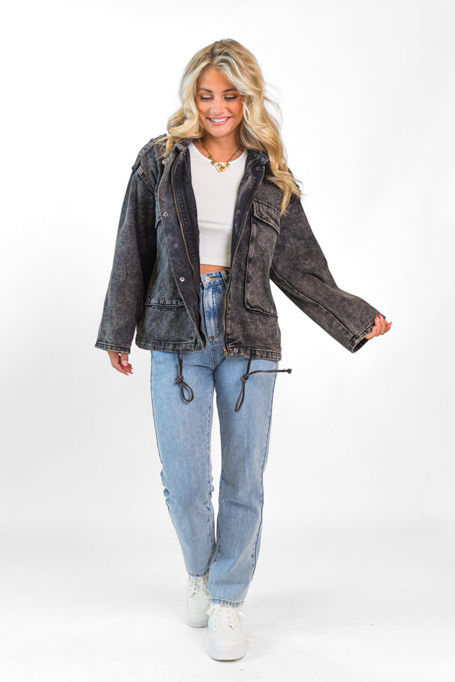 Mandie Washed Black Denim Jacket Cheap Sale Latest Collections