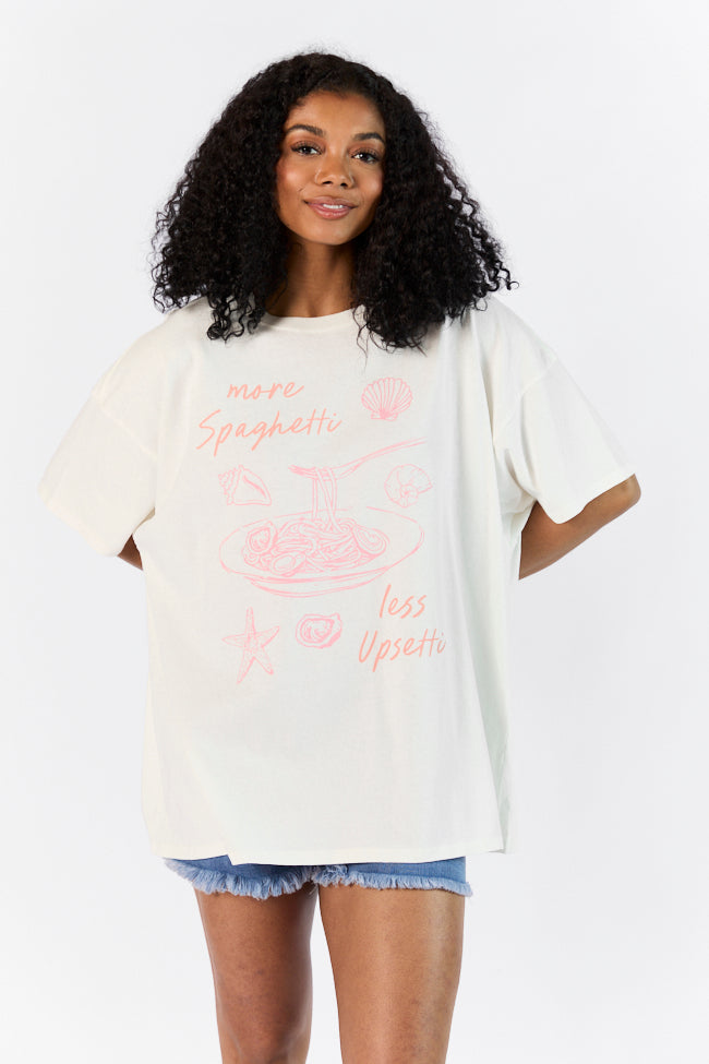 More Spaghetti Less Upsetti Off White Hyfve Oversized Graphic Tee Discount Best Sale