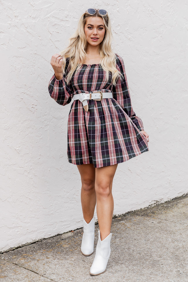 For A While Green Plaid Smocked Bust Dress FINAL SALE Big Discount Online