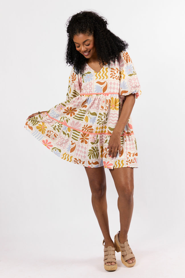 Iconic Summer Multi Print Mini Dress Clearance Fashionable