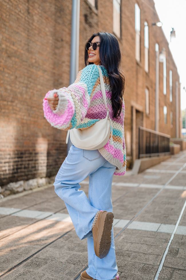 Forgot You Existed Pink, Orange, and Yellow Multi Striped Cardigan For Cheap