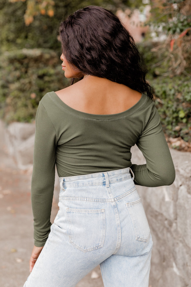 Talk About That Olive Henley Bodysuit FINAL SALE Cheap Pice