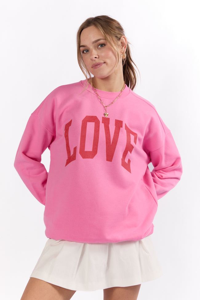 Love Block Pink Oversized Graphic Sweatshirt Cheap Sale Visit New