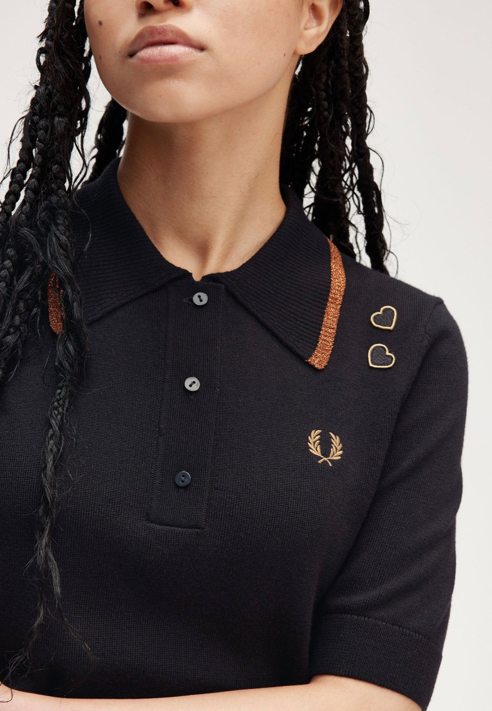 Fred Perry x Amy Winehouse - Metallic Tipped Knitted Black - Polo With Mastercard Online