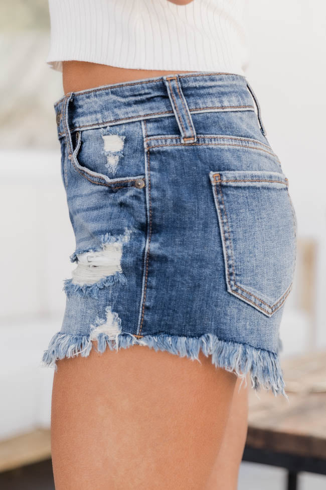 Breakaway Freedom Raw Hem Distressed Dark Wash Jean Shorts FINAL SALE Outlet Genuine