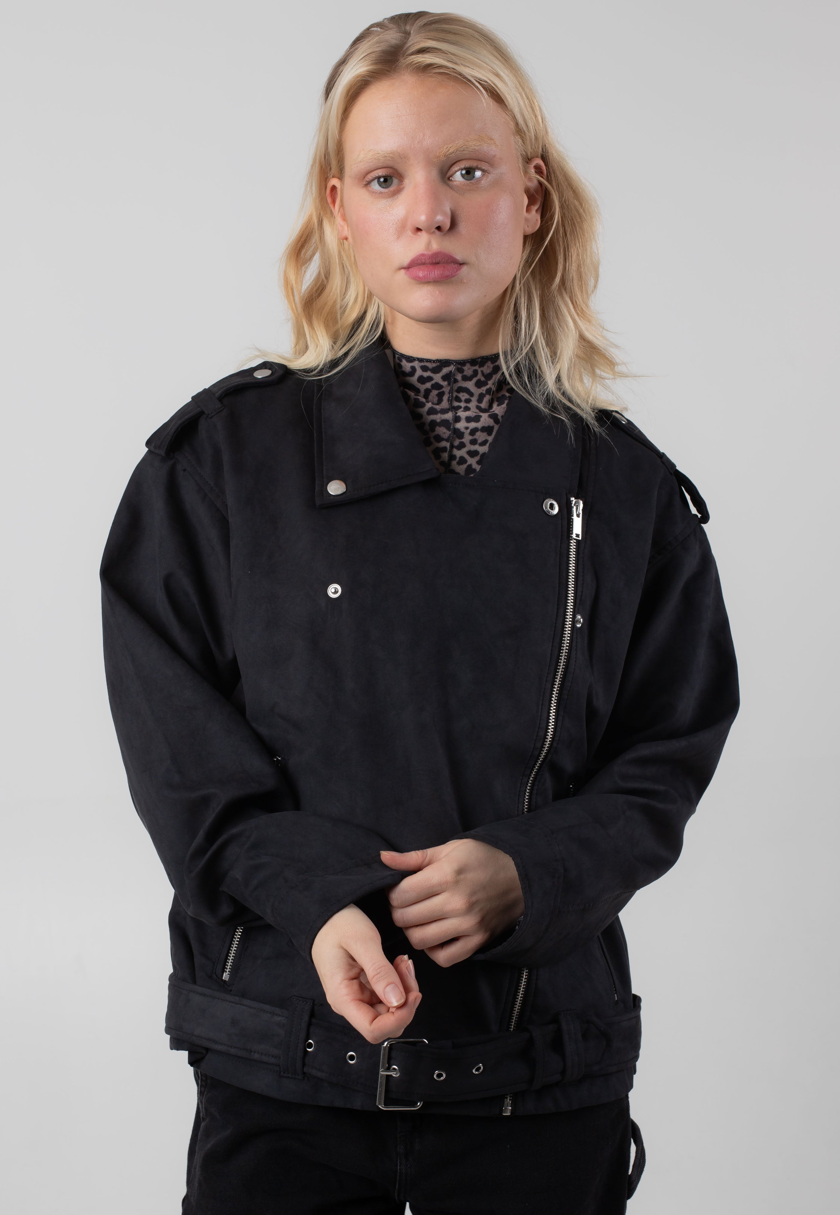 Noisy May - Paulina Suede Oversize Biker Black - Jacket Discount Explore