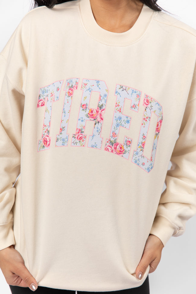 Tired Cream Oversized Graphic Sweatshirt Outlet Clearance Store