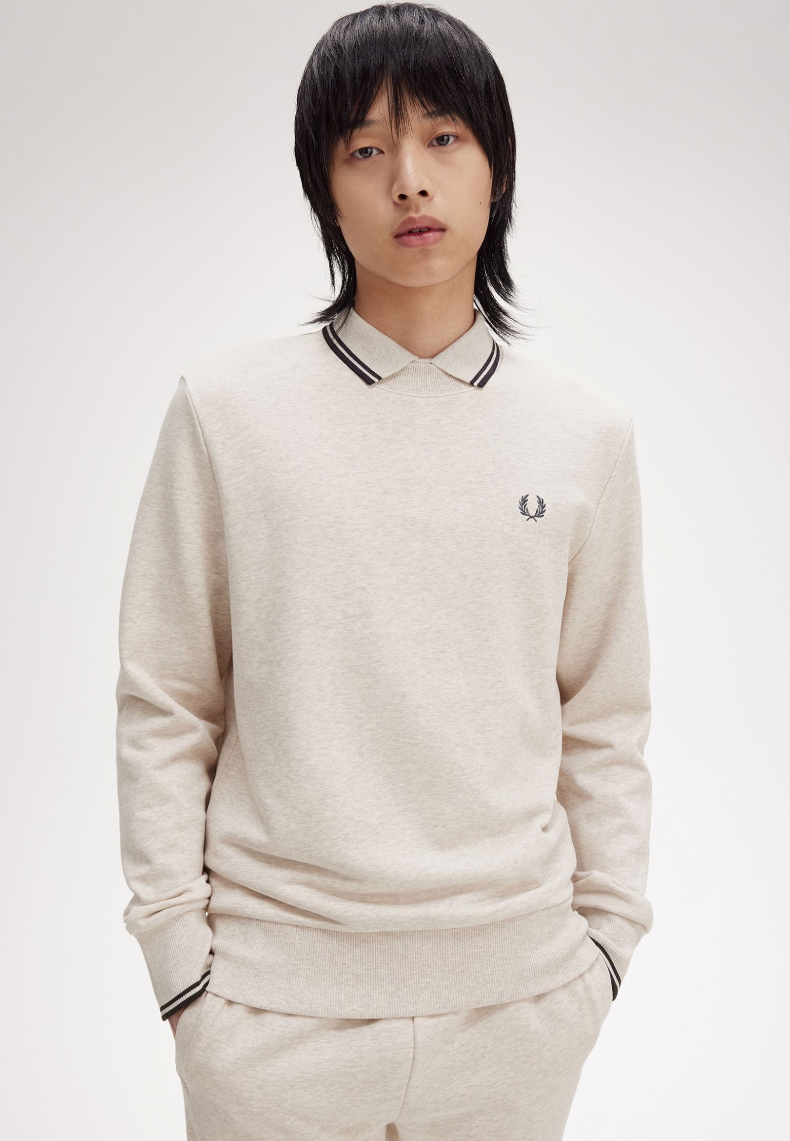 Fred Perry - Crew Neck Porridge Marl/Anchor Grey - Sweater Amazon Cheap Pice