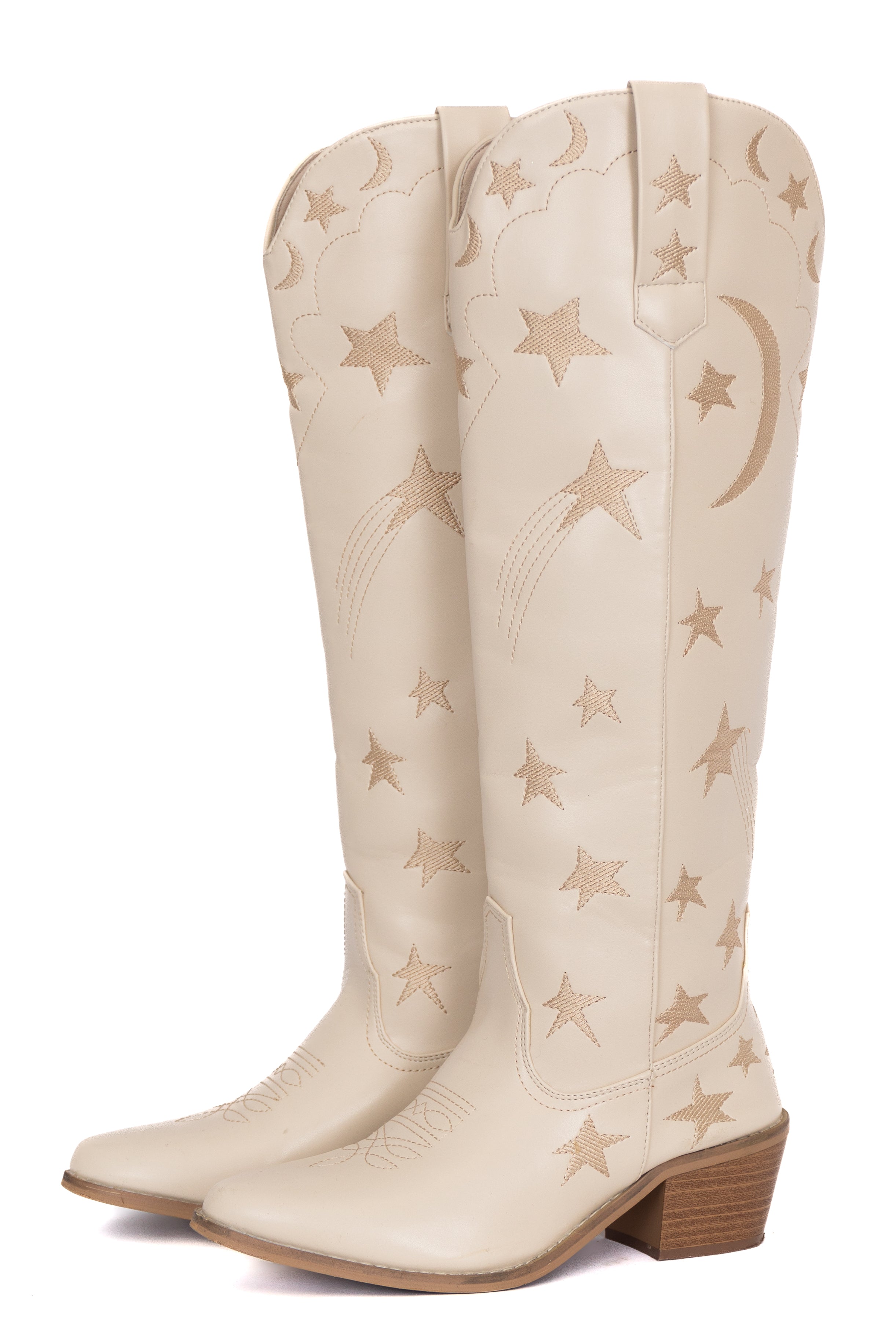 Luna Cream Star and Moon Western Boots Genuine Cheap Online