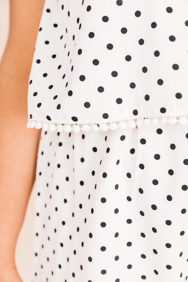 She Said Yes White and Black Polka Dot Romper FINAL SALE Shop For Online