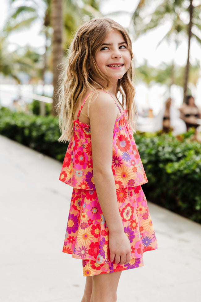 Kid's Tossing Petals Multi Retro Floral Romper