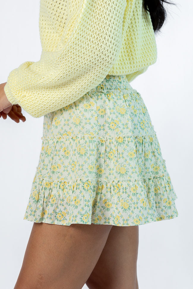 Through The Garden Ivory and Yellow Mini Skort Collections Cheap Pice