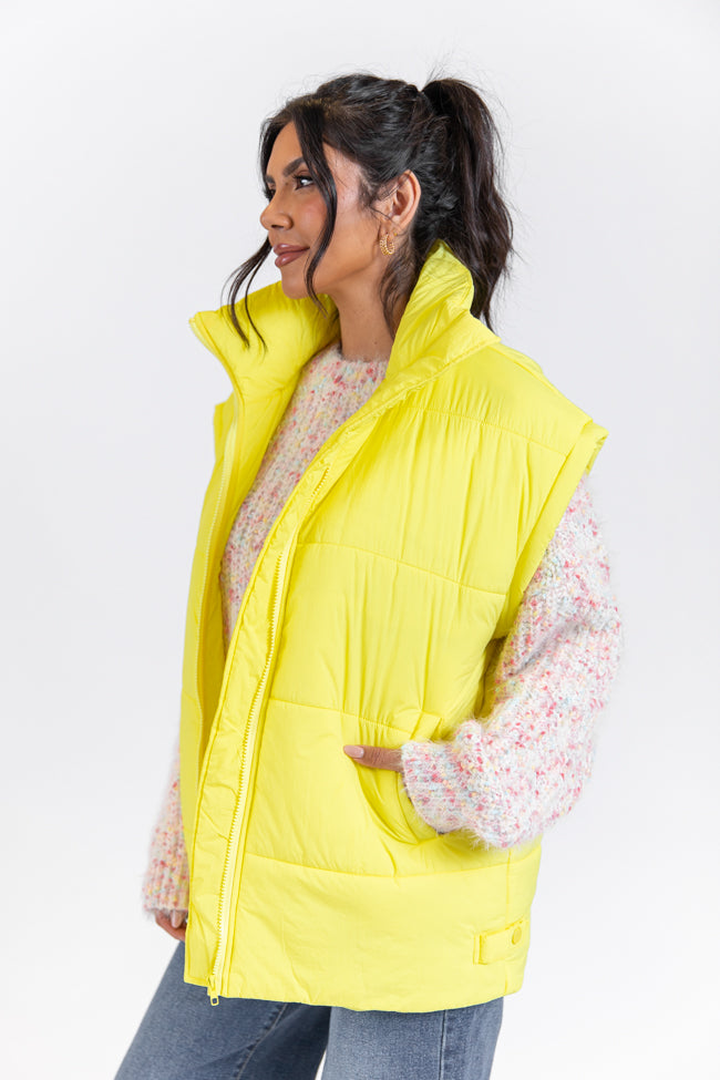 Going Upstate Yellow Oversized Puffer Vest SALE Buy Cheap With Credit Card