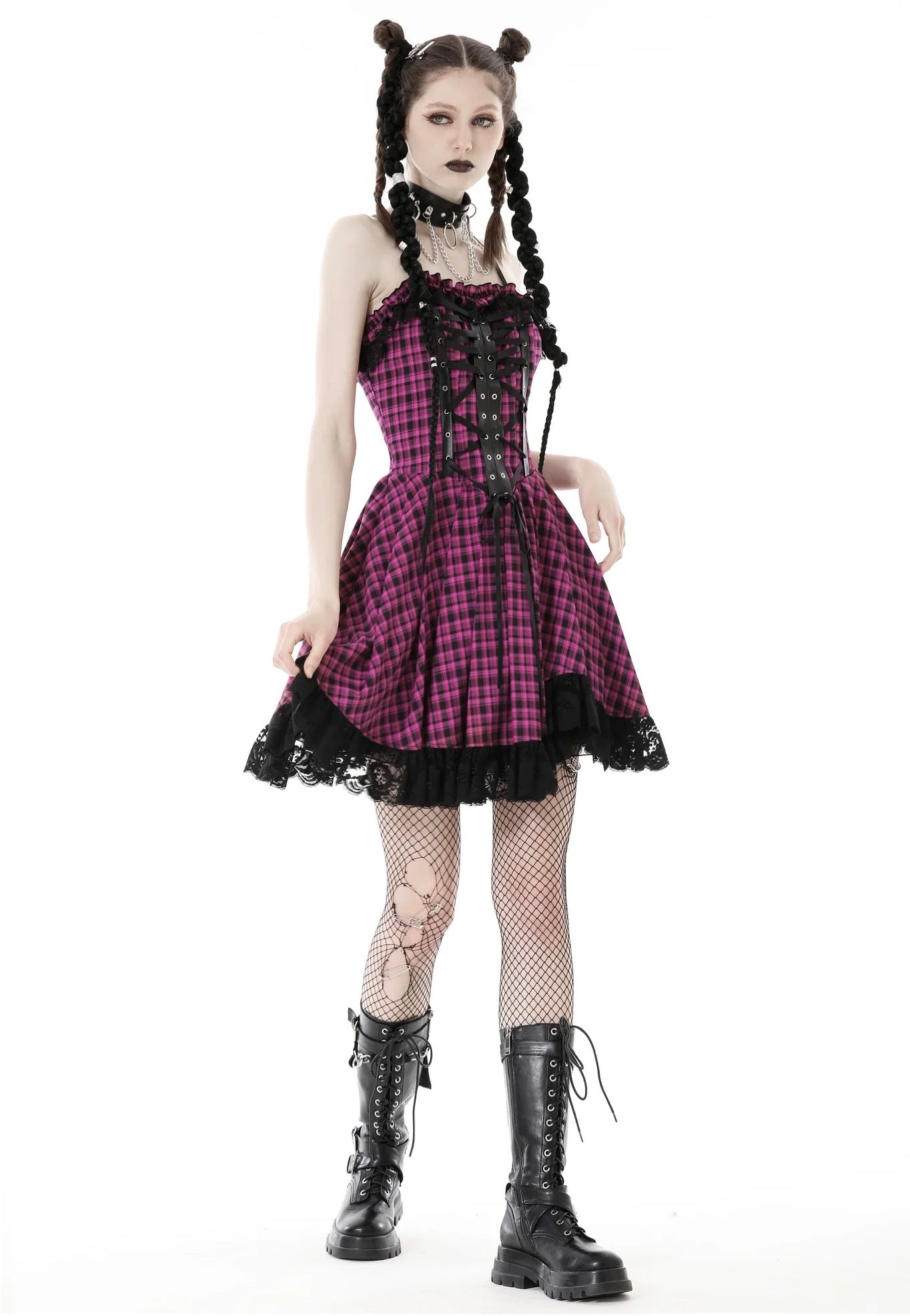 Dark In Love - Rebel Pink Check Sweet Cool Pink - Dress Cheap Sale Footaction