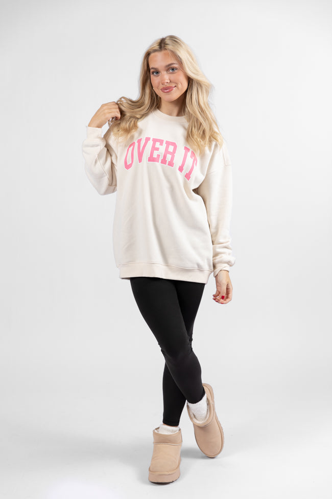 Over It Cream Oversized Graphic Sweatshirt Free Shipping Comfortable