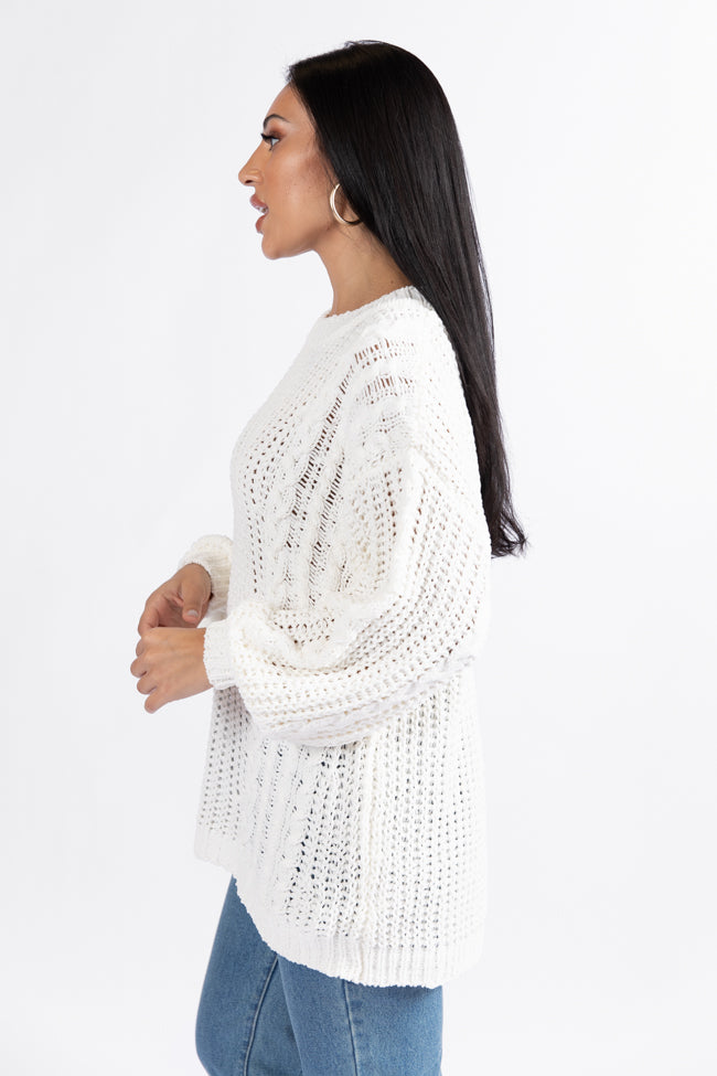 Wide Open Spaces Ivory Oversized Chenille Crew Neck Sweater Clearance Order