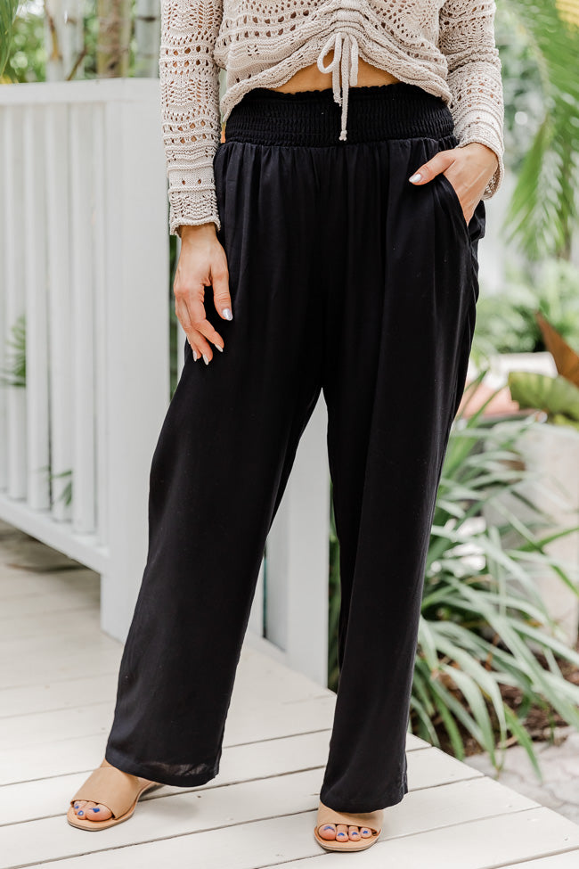 Far And Wide Smocked Waist Black Pants FINAL SALE Cheap Sale Low Pice