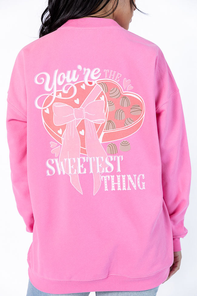 You're The Sweetest Thing Pink Oversized Graphic Sweatshirt