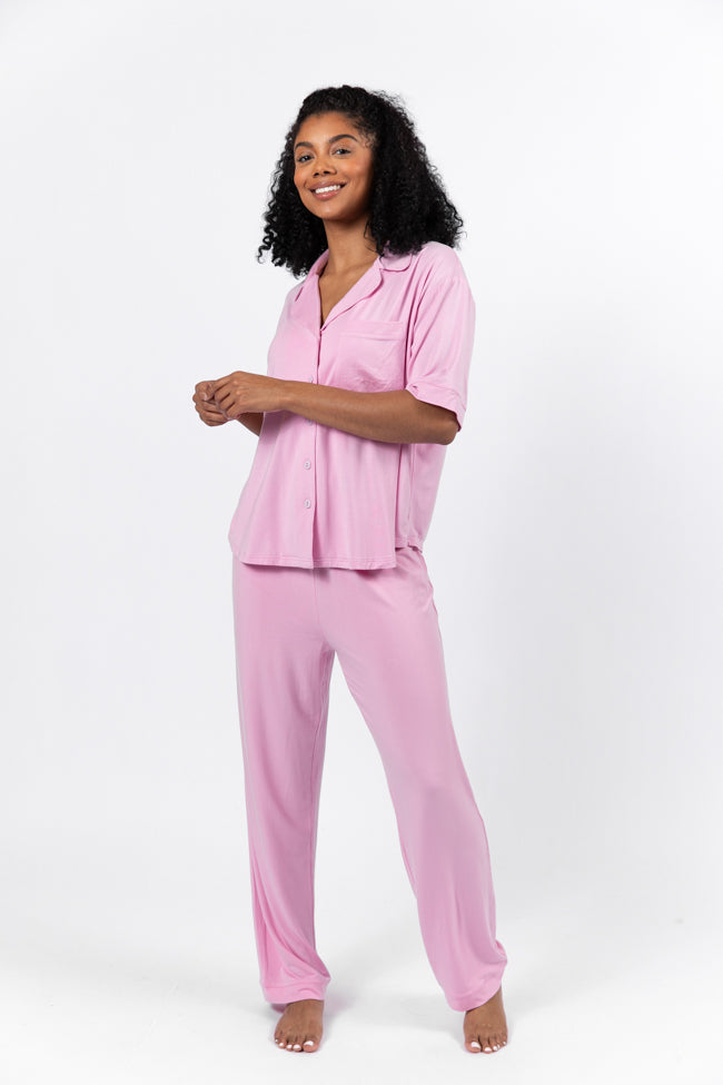 Good To Get Away Pink Bamboo Pajama Set FINAL SALE Cheap Sale Marketable