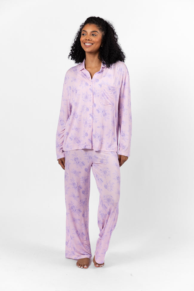 Sweet Dreams In Purple Floral Fantasy Long Sleeve Pajama Top FINAL SALE Discount 2025 Unisex