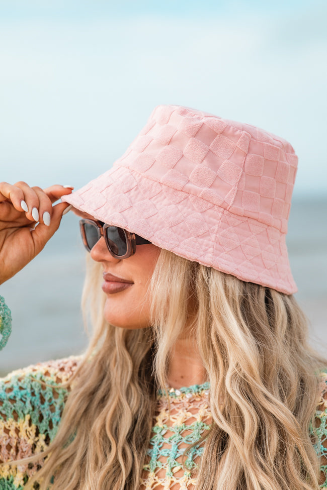 Light Pink Terry Cloth Bucket Hat Clearance Original