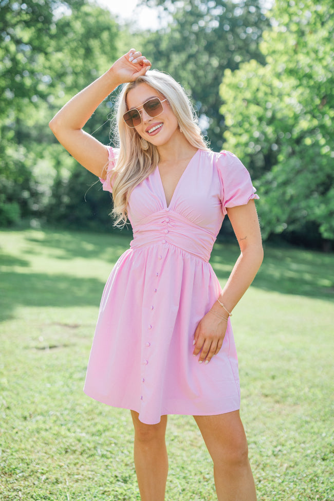 Never Bothered Pink Button Detail Mini Dress FINAL SALE Sale Cheapest Pice