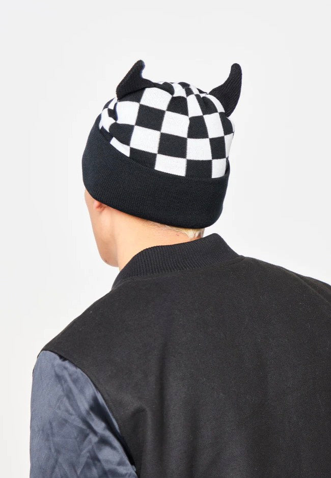 Broken Promises - Checkered Devil Horn Black/White - Beanie Discount Wiki