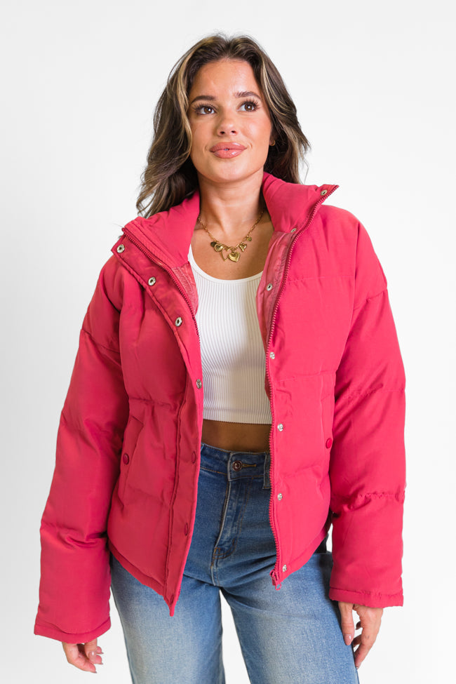 Snow Problem At All Magenta Puffer Jacket FINAL SALE Clearance Low Shipping