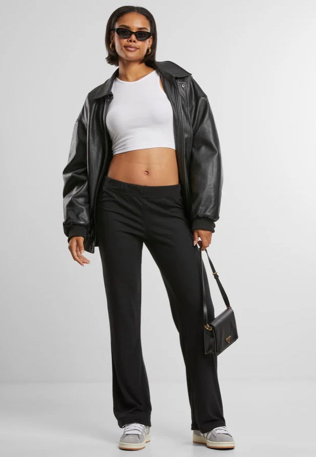 Urban Classics - Ladies Rib Black - Pants Comfortable