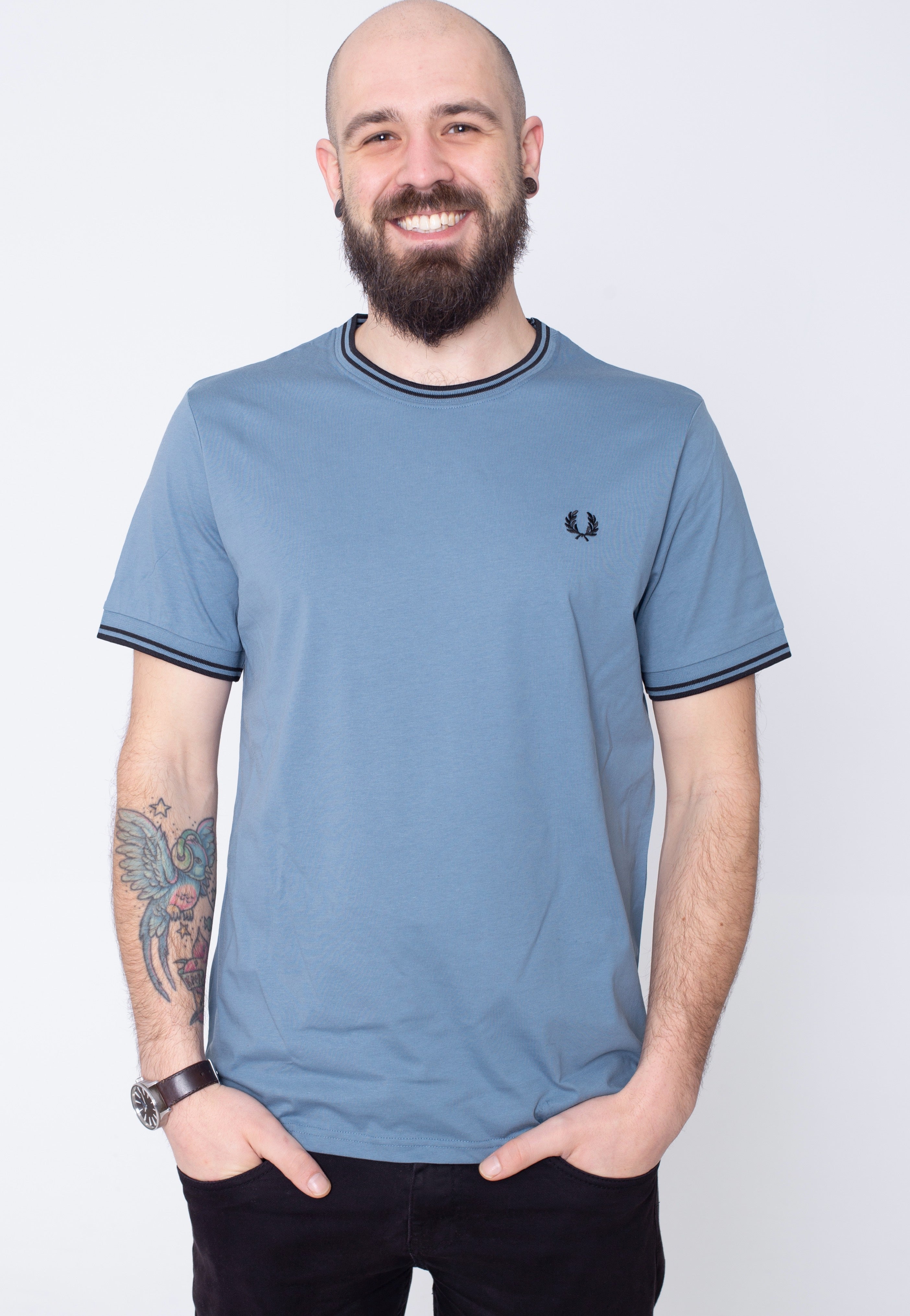 Fred Perry - Twin Tipped Ash Blue - T-Shirt Buy Cheap Visit