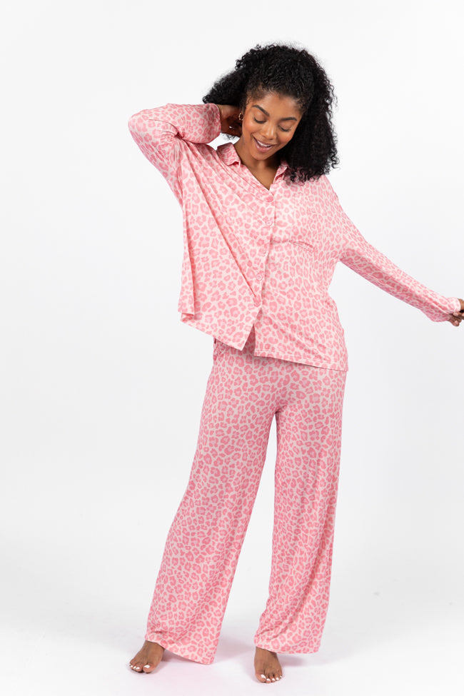 Sweet Dreams Pink Leopard Pajama Long Sleeve Top FINAL SALE Marketable For Sale