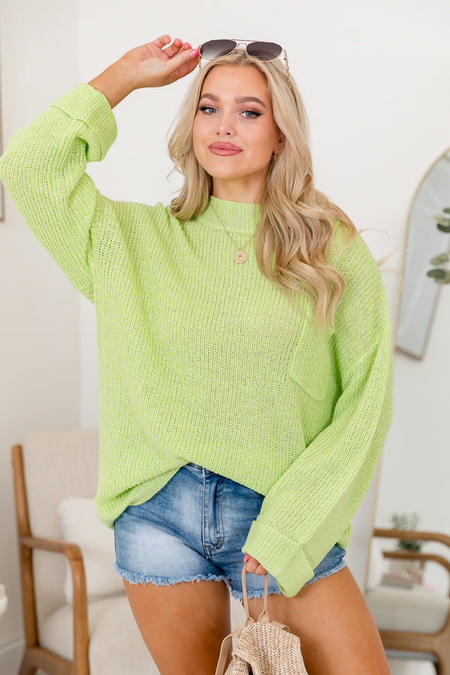 Mellow Mood Lime Oversized Pocketed Sweater Hot Sale Online