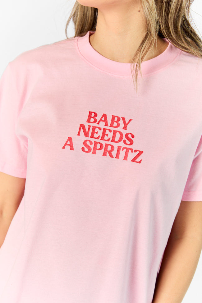 Baby Needs A Spritz Light Pink Oversized Graphic Tee Clearance Low Pice