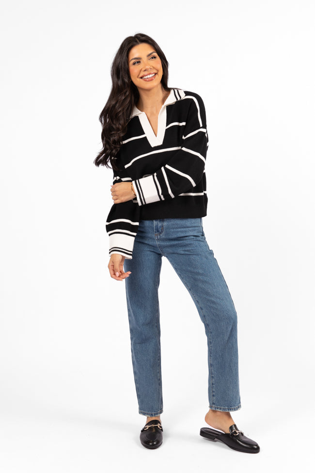 Imagine That Black Striped Collared Sweater Buy Cheap For Cheap