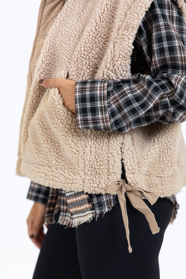 Feel It All Beige Oversized Sherpa Vest Shipping Outlet Store Online