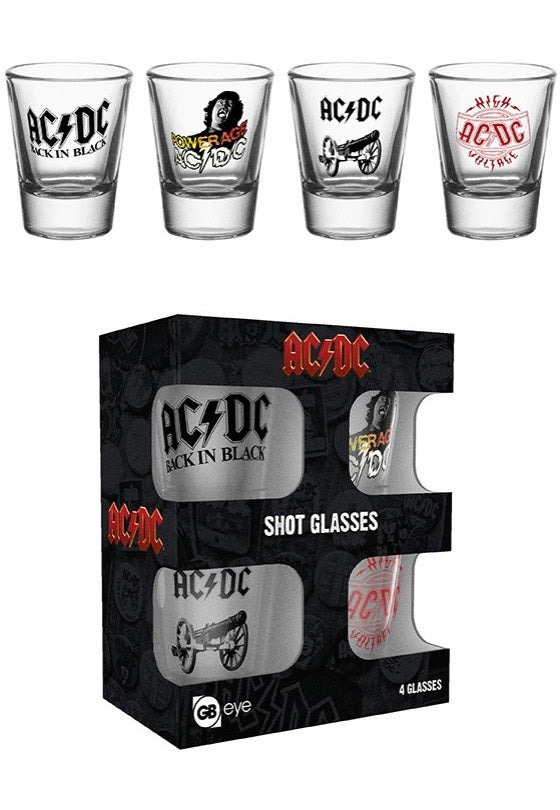 AC/DC - Covers Set of 4 Shooters - Glasses With Credit Card Free Shipping