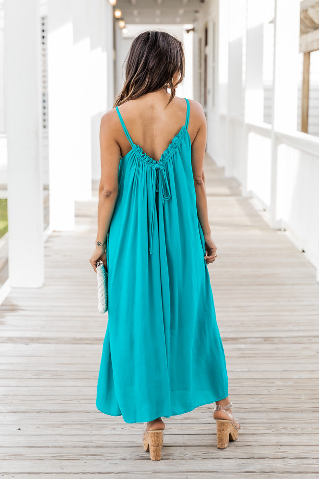 Choose Fate Teal High Neck Midi Dress FINAL SALE For Sale Sale Online