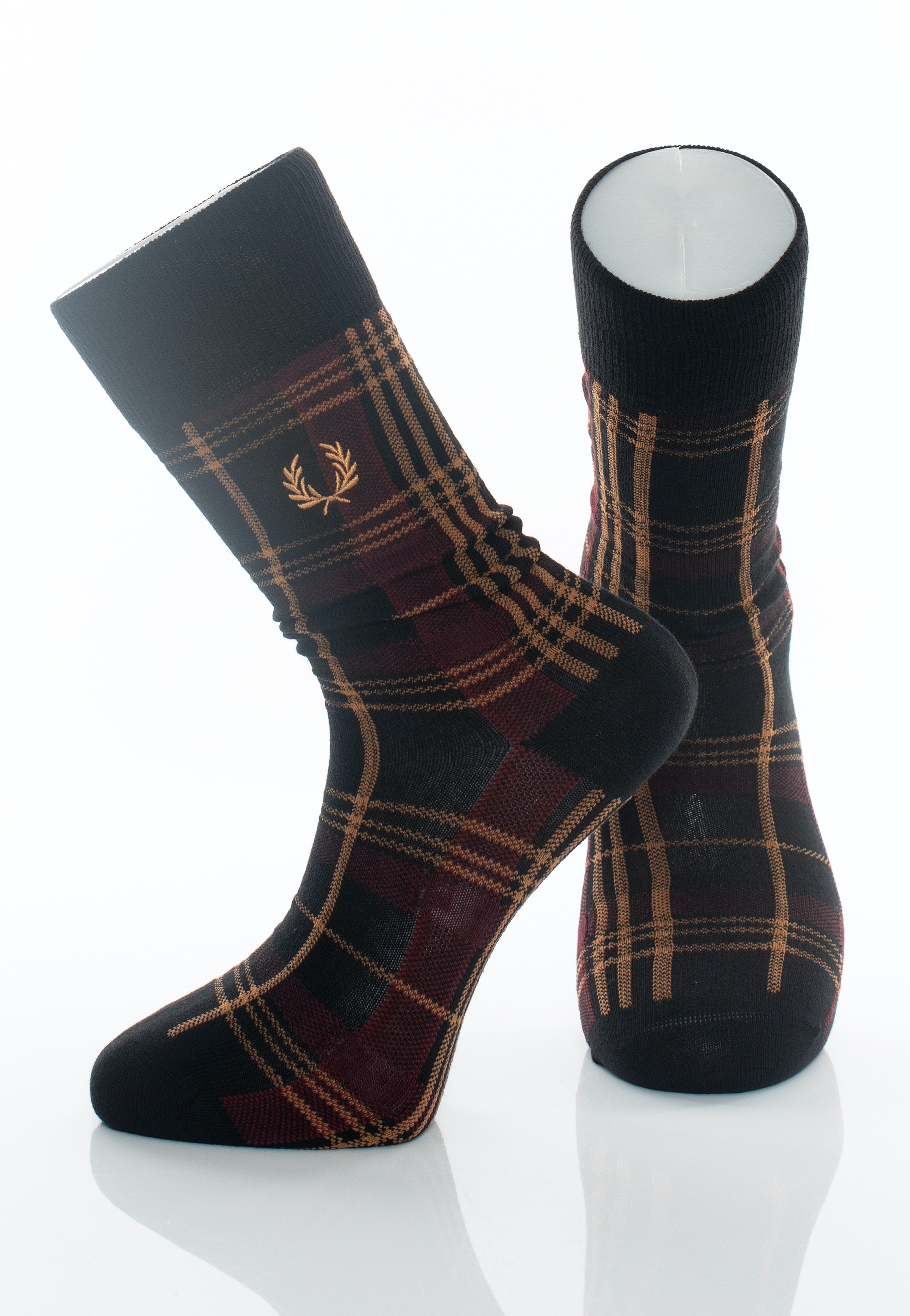 Fred Perry - Redacted Tartan Oxblood - Socks Clearance 2025 New