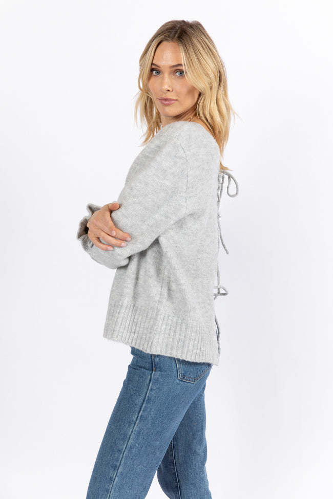 Versatile Feelings Grey Reversible Tie Detail Sweater Cardigan Cheap Online Store