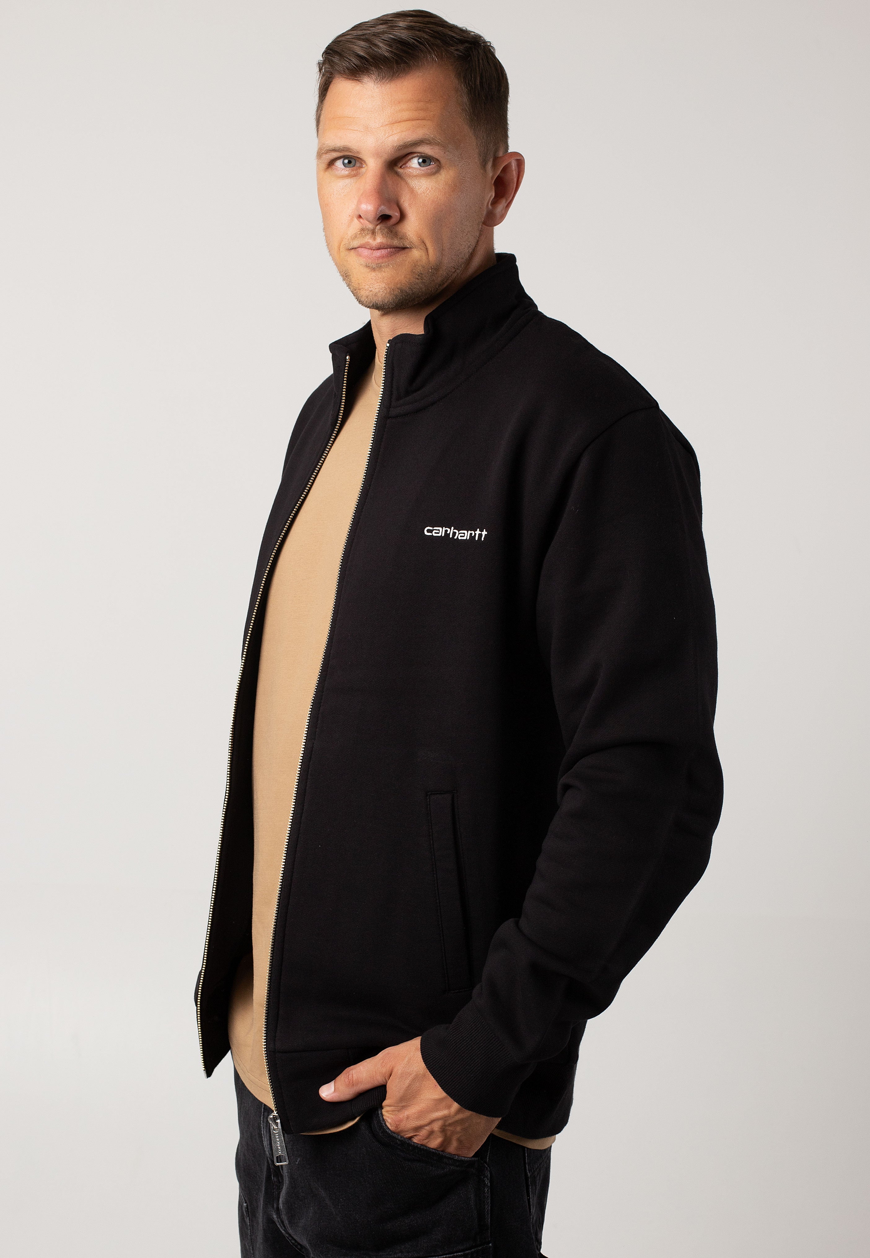 Carhartt WIP - Script Embroidery Black/White - Track Jacket Discount Authentic Online