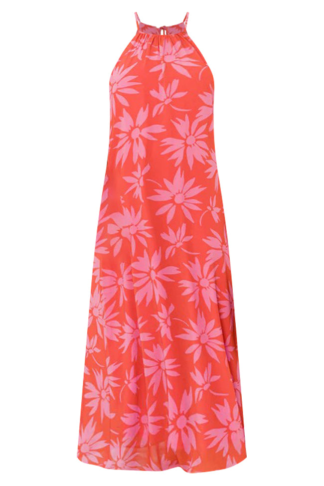 Ready To Run Red Halter Floral Maxi FINAL SALE Sale Shop Offer