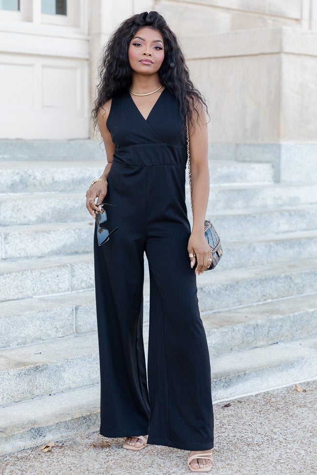 Cocktail Hour Black V-Neck Jumpsuit FINAL SALE Outlet Popular