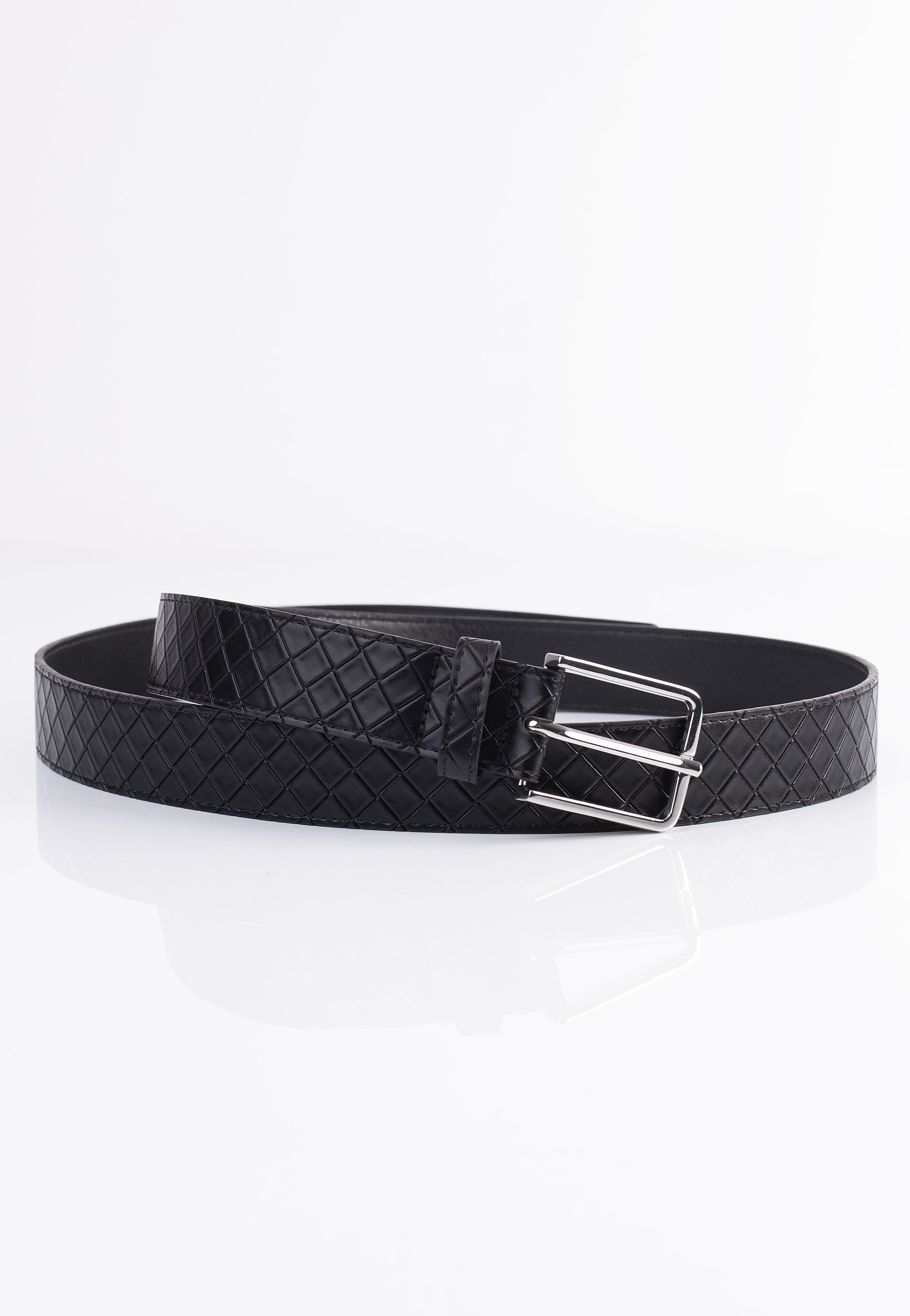 Urban Classics - Woven Embossed Synthetic Leather Black/Silver - Belt Cheapest Pice