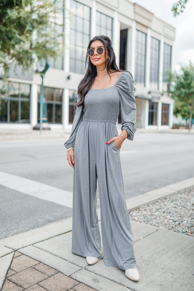 Deep In My Heart Heather Grey Knit Solid Jumpsuit FINAL SALE Free Shipping Original