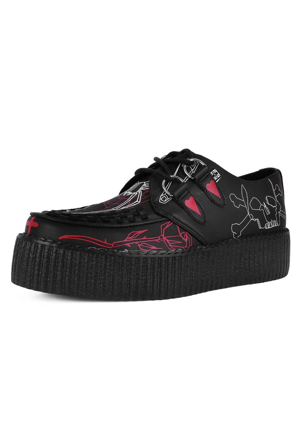 T.U.K. x Eliza Sidney - Viva High Sole Black Skull Print - Girl Shoes Store Sale