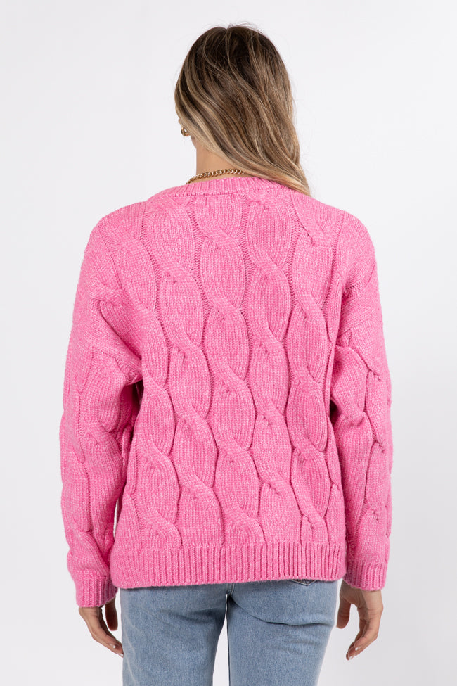 Steer Me Right Pink Oversized Cable Knit Sweater SALE Discount Big Sale