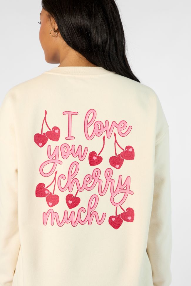 I Love You Cherry Much Cream Oversized Graphic Sweatshirt Kalee Rogers X Pink Lily Cheap Sale With Paypal